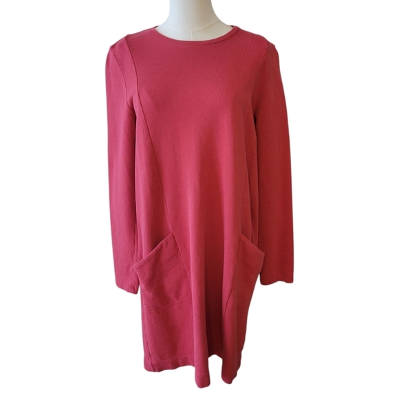 J. Jill Red Cotton Long Sleeve Sheath Dress Size Medium - Picture 2 of 5
